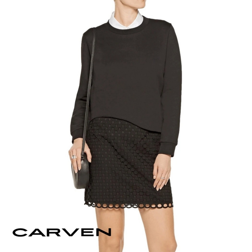 Carven Paris broderie anglaise mini skirt US4